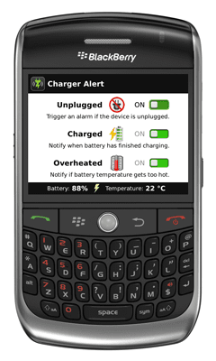 Charger Alert BlackBerry 8900 screenshot